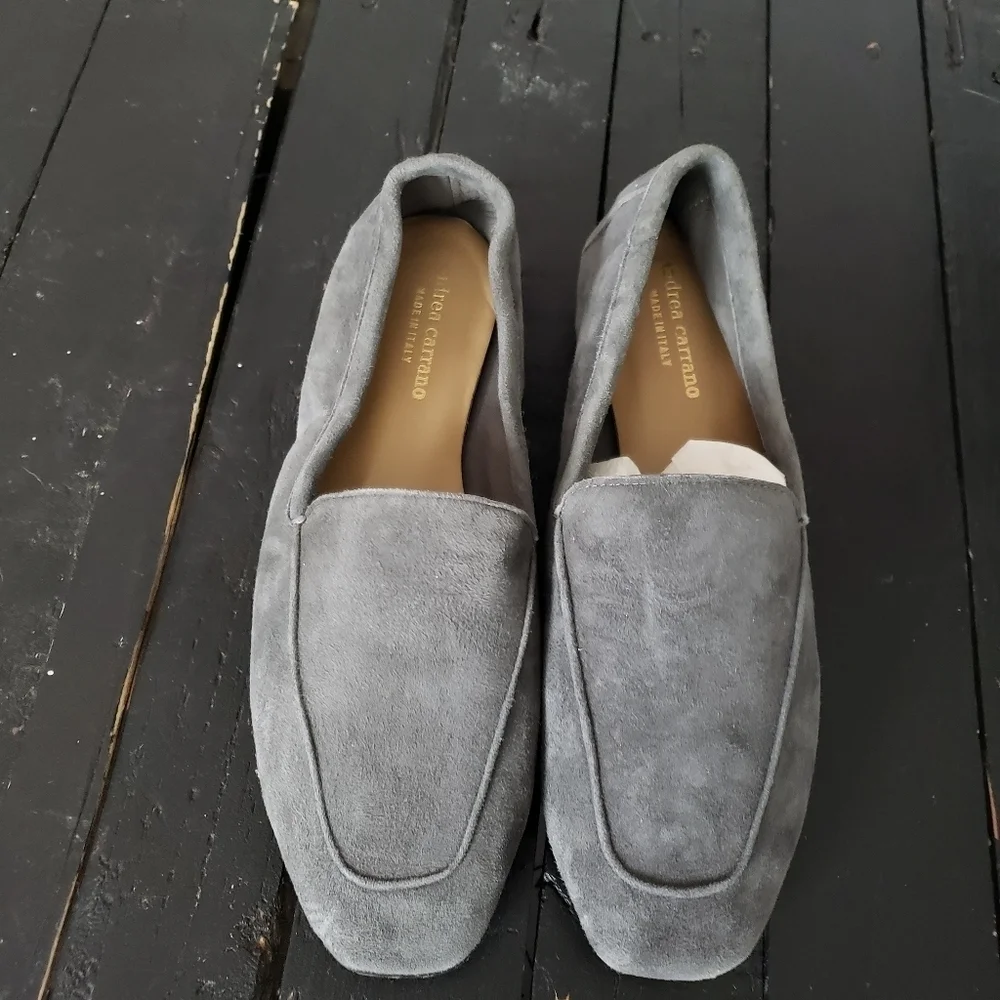 Andrea Carrano Women's 36.5 Grey Suede Loafers Slip On Shoes Flats 6 Italy